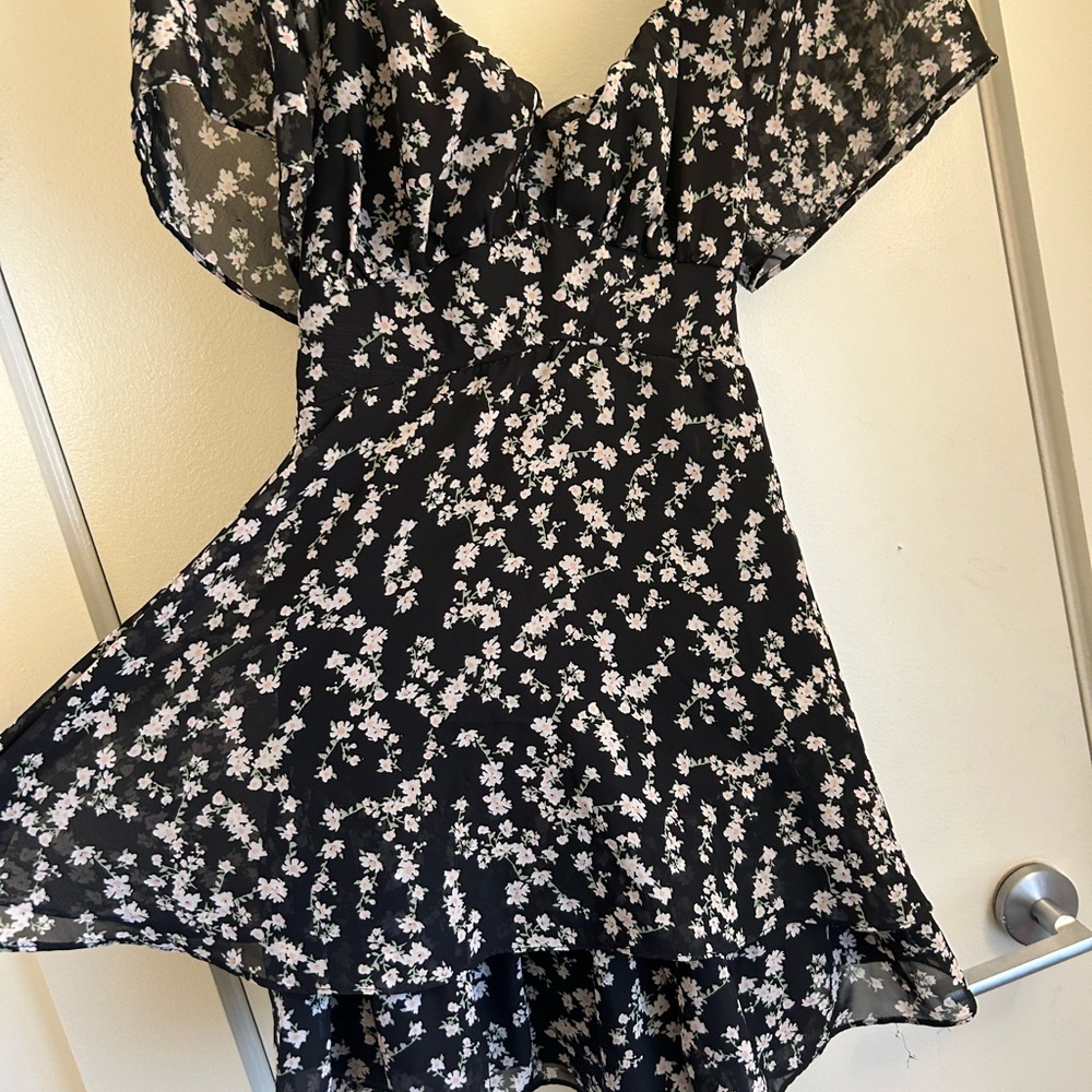 Floral Black and White Dress